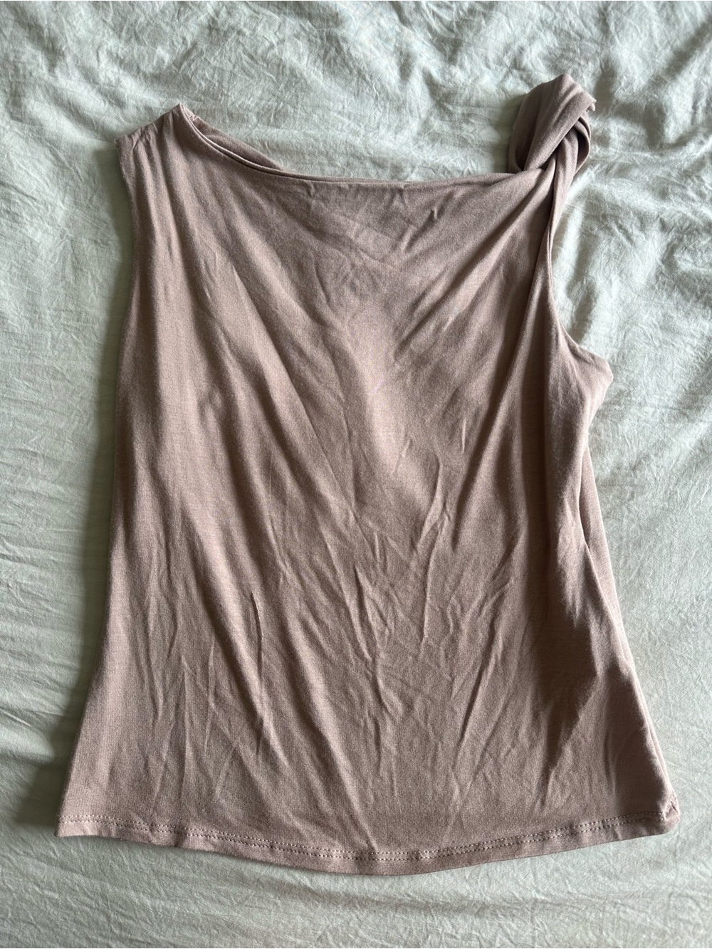 See You Monday Light Brown One-Shoulder Twisted Tank
